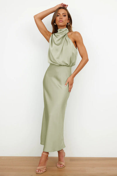 Carlina - Elegant Satin Halter Dress