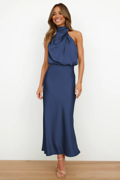 Carlina - Elegant Satin Halter Dress