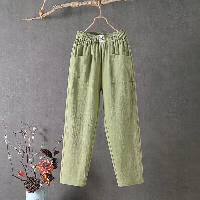 Celena - Casual Linen Blend Trousers