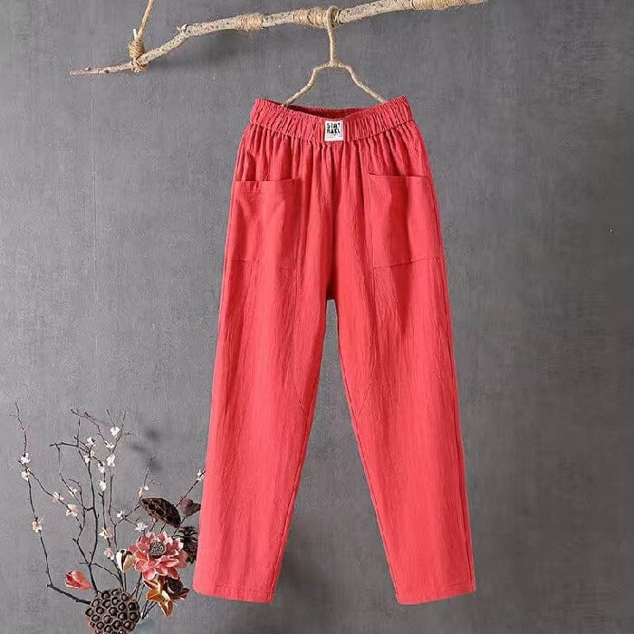Celena - Casual Linen Blend Trousers
