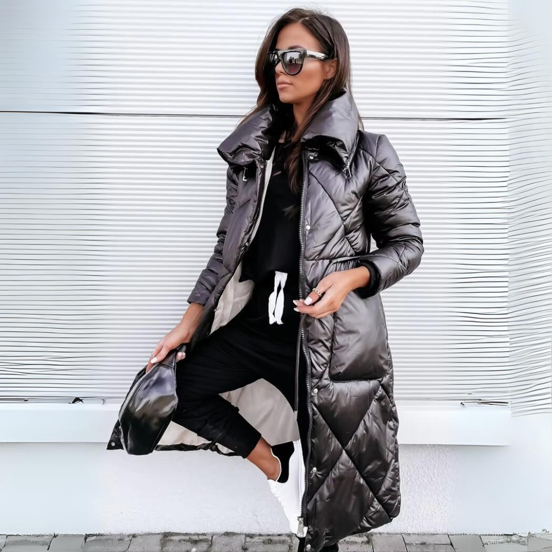 Nicola – Long Quilted Cotton Jacket