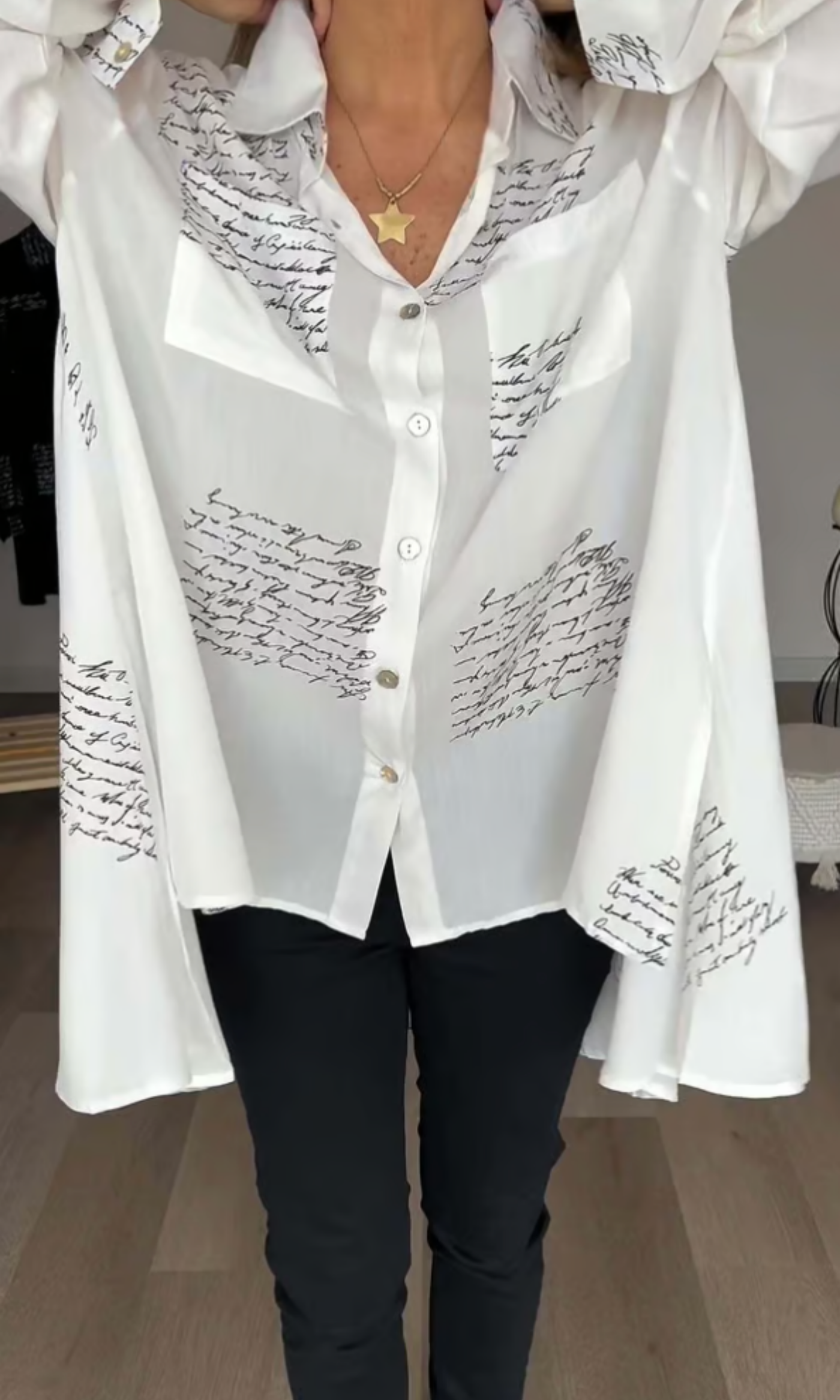 Maika - Bold Letter Print Shirt