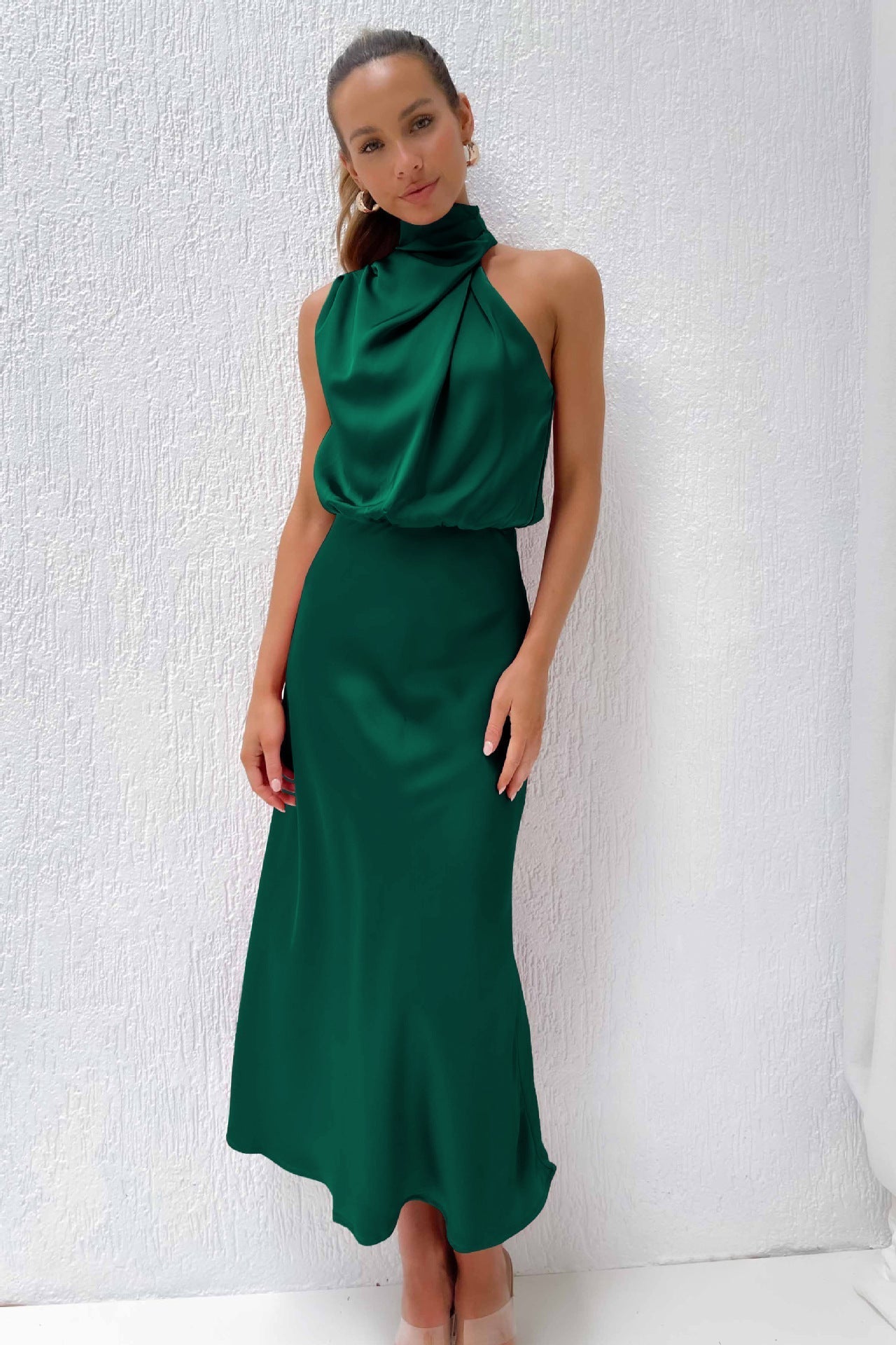 Carlina - Elegant Satin Halter Dress