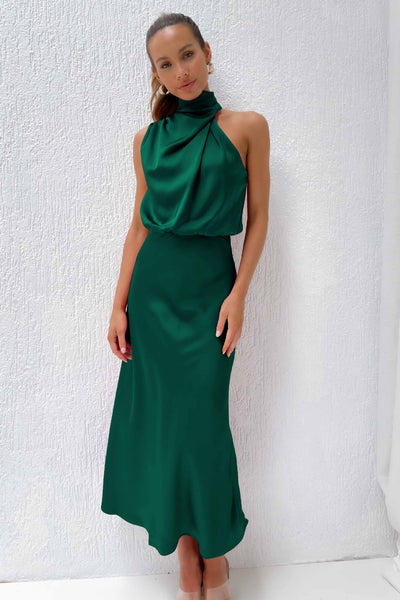 Carlina - Elegant Satin Halter Dress