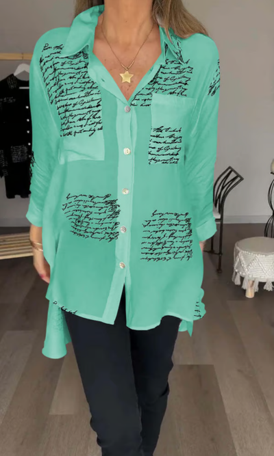 Maika - Bold Letter Print Shirt
