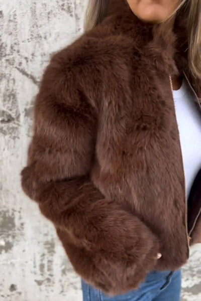 Jamie - Stylish Faux Fur Turtleneck Jacket with Zipper for Everyday Wear