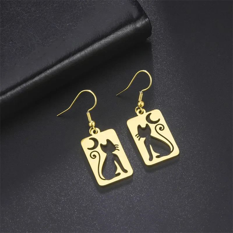 Luna - Cute Cat Drop Earrings