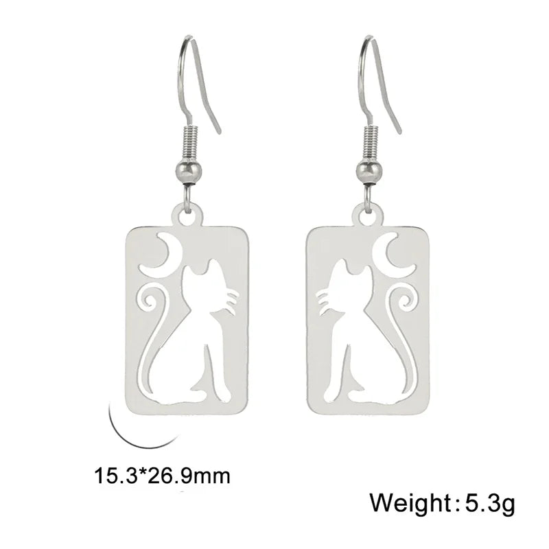 Luna - Cute Cat Drop Earrings
