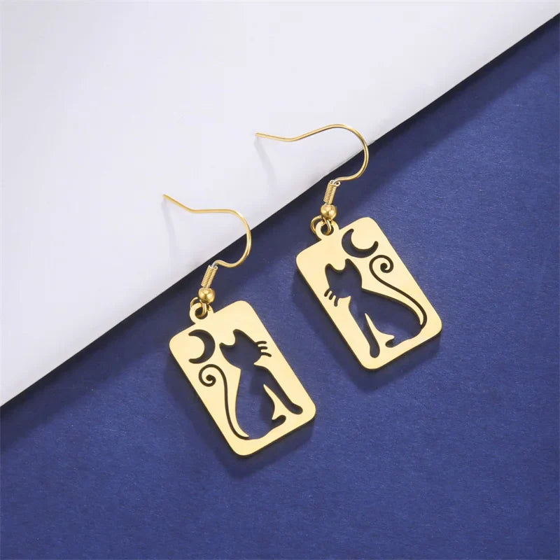 Luna - Cute Cat Drop Earrings