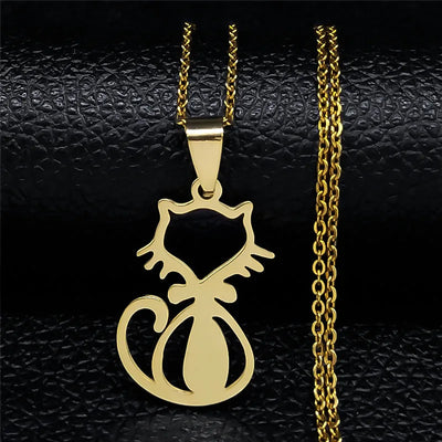 Wicca - Stylish Silver Cat Necklace