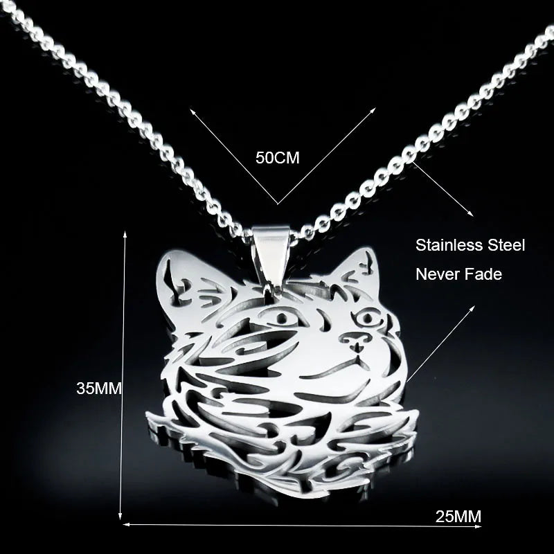 Wicca - Stylish Silver Cat Necklace