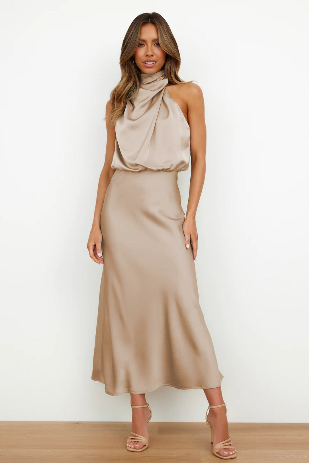 Carlina - Elegant Satin Halter Dress