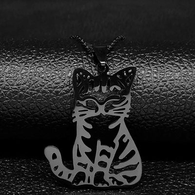Wicca - Stylish Silver Cat Necklace