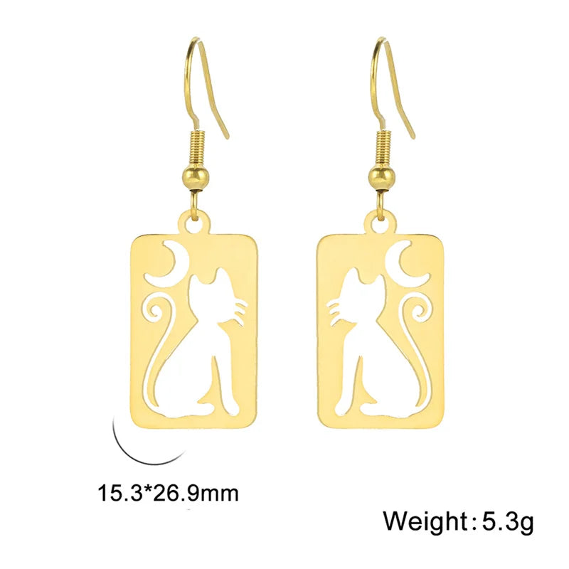 Luna - Cute Cat Drop Earrings