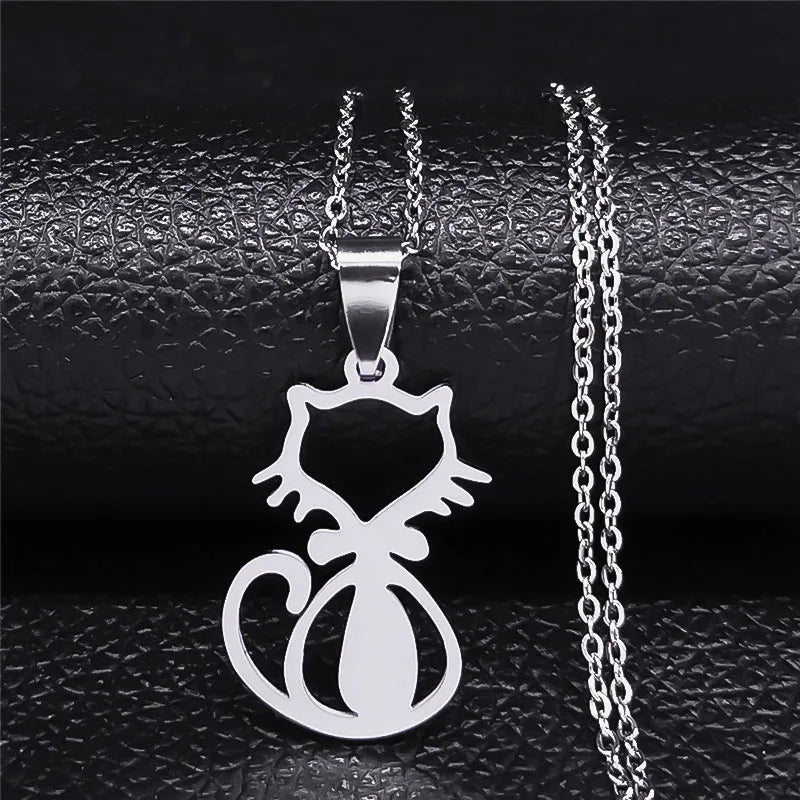 Wicca - Stylish Silver Cat Necklace