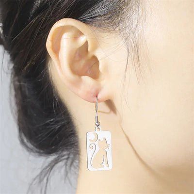 Luna - Cute Cat Drop Earrings