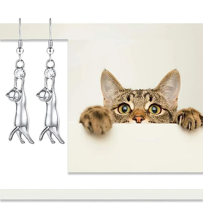 Huitan - Cute Cat Dangle Earrings