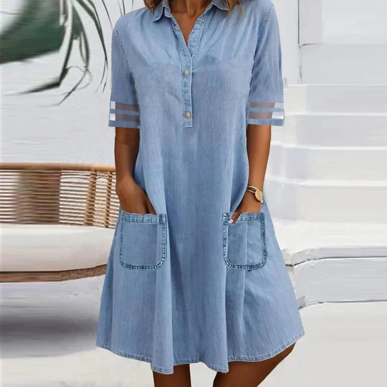 Harper - Chic Denim Shirt Dress