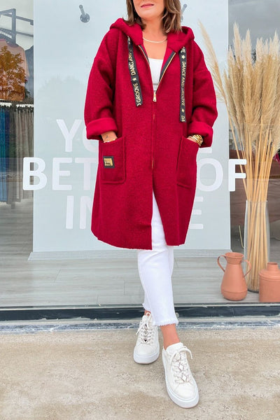 Caroline - Chic Lambswool Hooded Coat