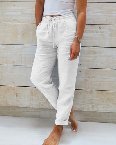 Monica - Luxurious Cotton-Linen Trousers