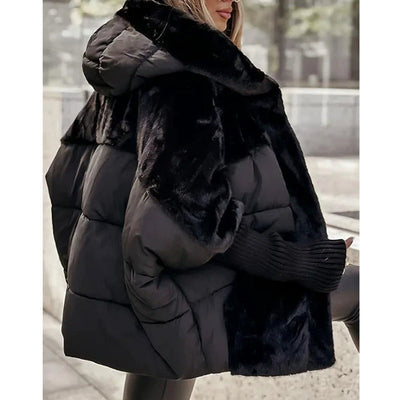 Yohan - Patchwork Puffer Coat with Hood for Women