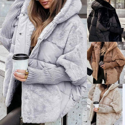 Yohan - Patchwork Puffer Coat with Hood for Women